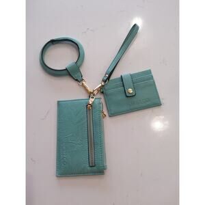 ⏳Jenn Co 4 piece set. Aqua blue. Wallet/coin purse, card holder wrist bands nwot